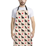 Love Rottweiler Pattern Print Bib Apron With Pocket