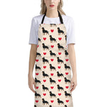 Love Rottweiler Pattern Print Bib Apron With Pocket
