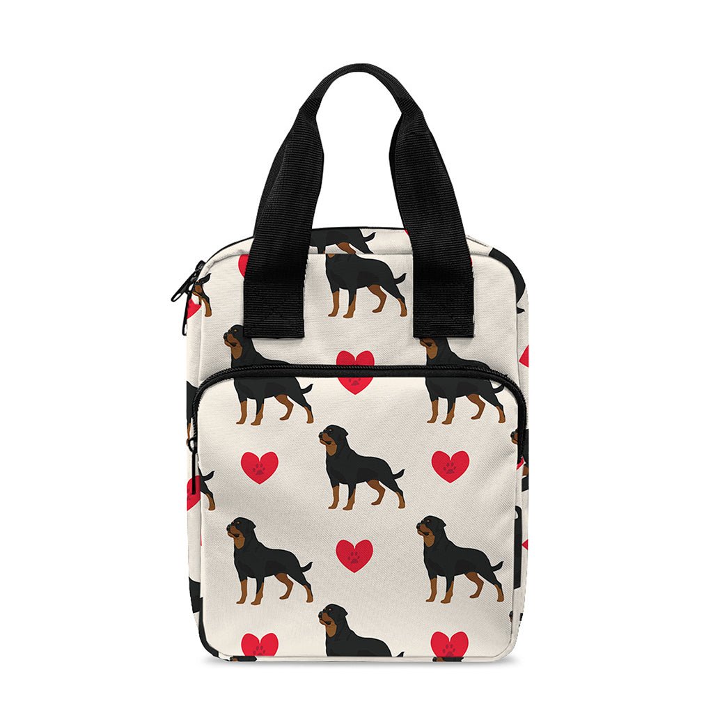 Love Rottweiler Pattern Print Bible Tote Bag
