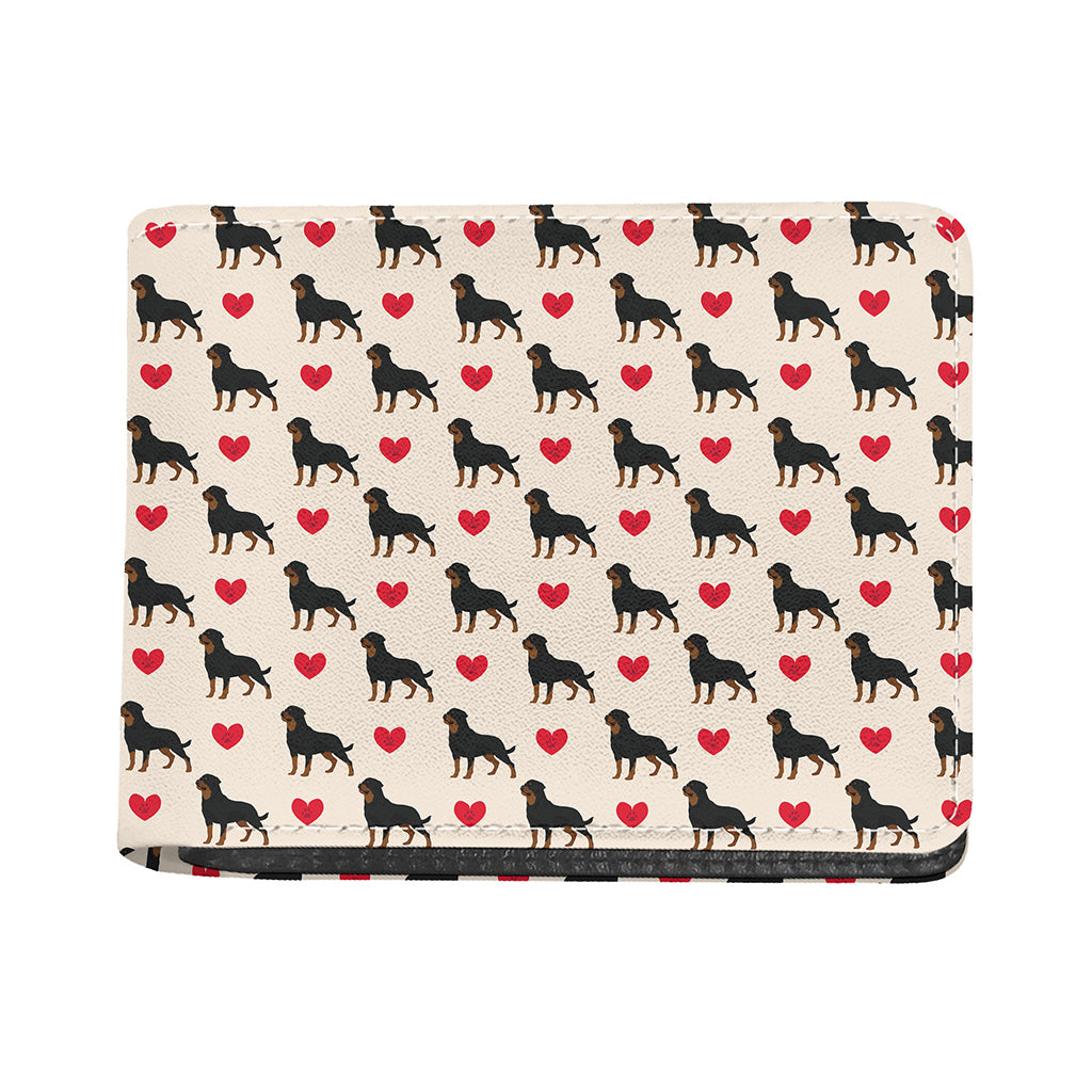 Love Rottweiler Pattern Print Bifold Wallet