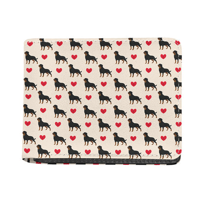 Love Rottweiler Pattern Print Bifold Wallet