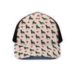 Love Rottweiler Pattern Print Black Mesh Trucker Cap