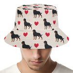 Love Rottweiler Pattern Print Bucket Hat