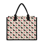 Love Rottweiler Pattern Print Canvas Tote Bag