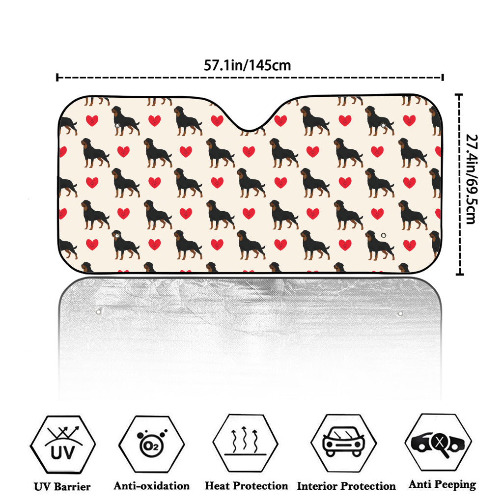 Love Rottweiler Pattern Print Car Windshield Sun Shade