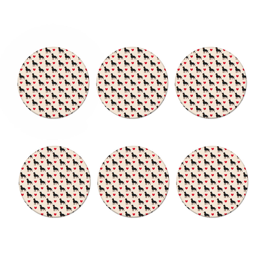 Love Rottweiler Pattern Print Coaster Set