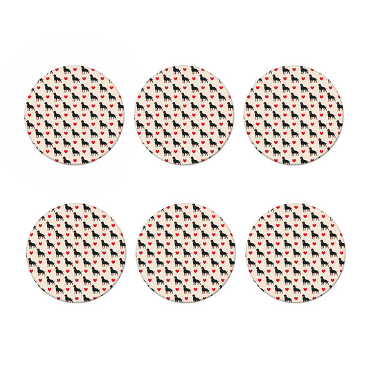 Love Rottweiler Pattern Print Coaster Set