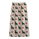 Love Rottweiler Pattern Print Cotton Front Slit Maxi Skirt