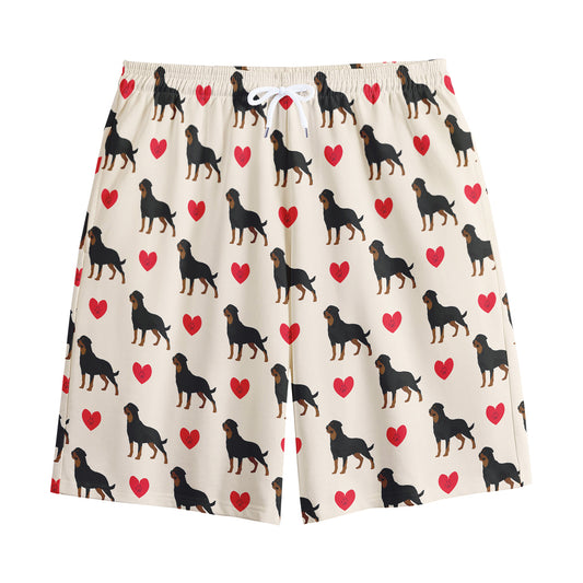Love Rottweiler Pattern Print Cotton Shorts