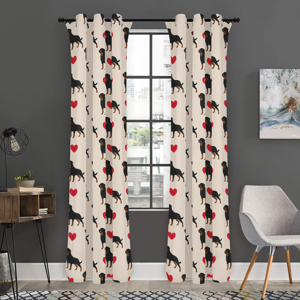 Love Rottweiler Pattern Print Curtain