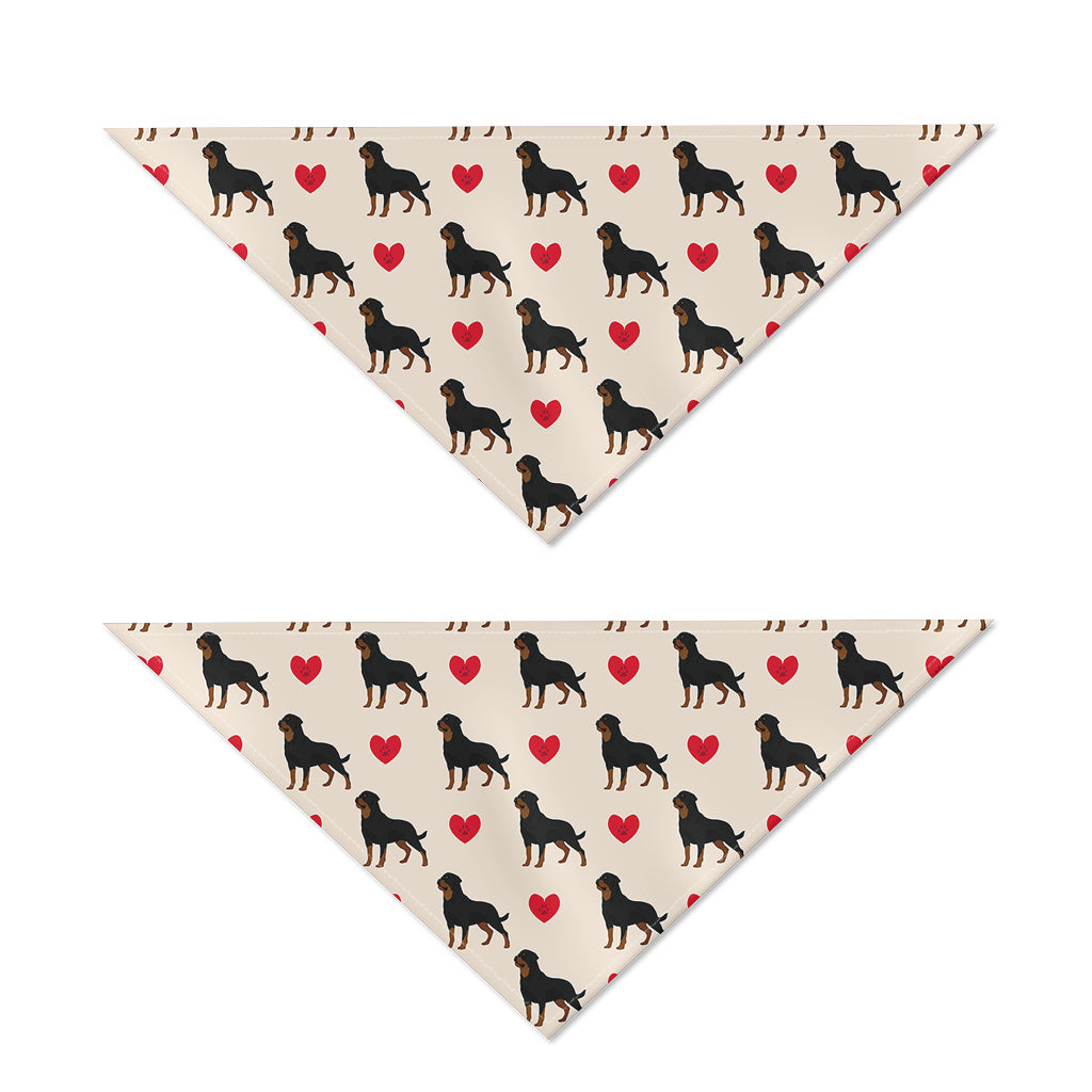 Love Rottweiler Pattern Print Dog Bandana