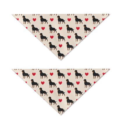 Love Rottweiler Pattern Print Dog Bandana