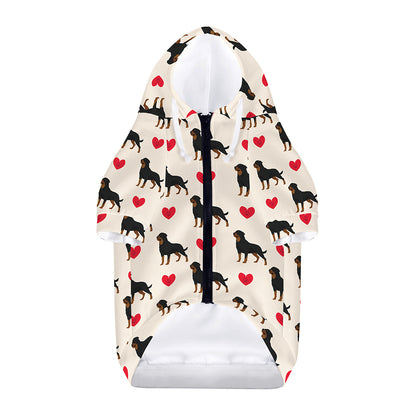 Love Rottweiler Pattern Print Dog Zip Up Hoodie