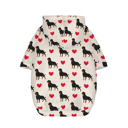 Love Rottweiler Pattern Print Dog Zip Up Hoodie