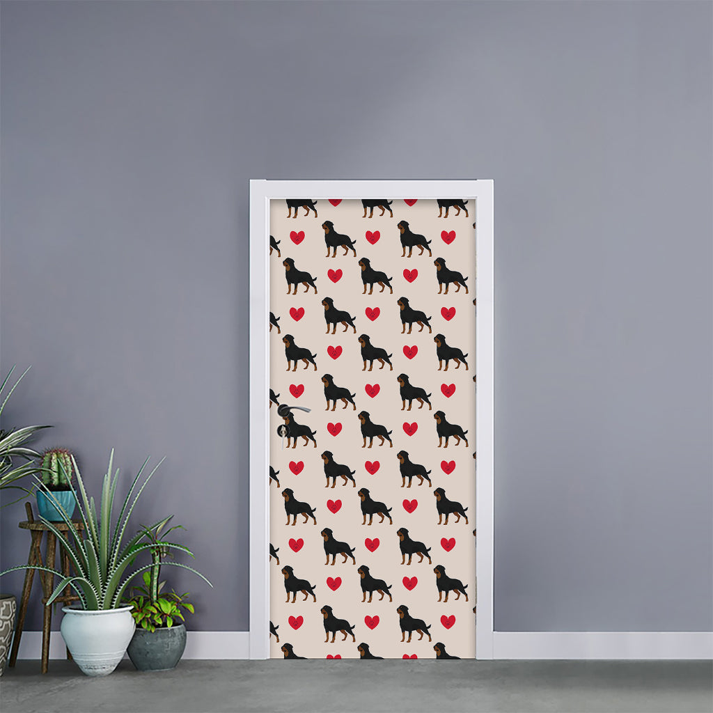 Love Rottweiler Pattern Print Door Sticker