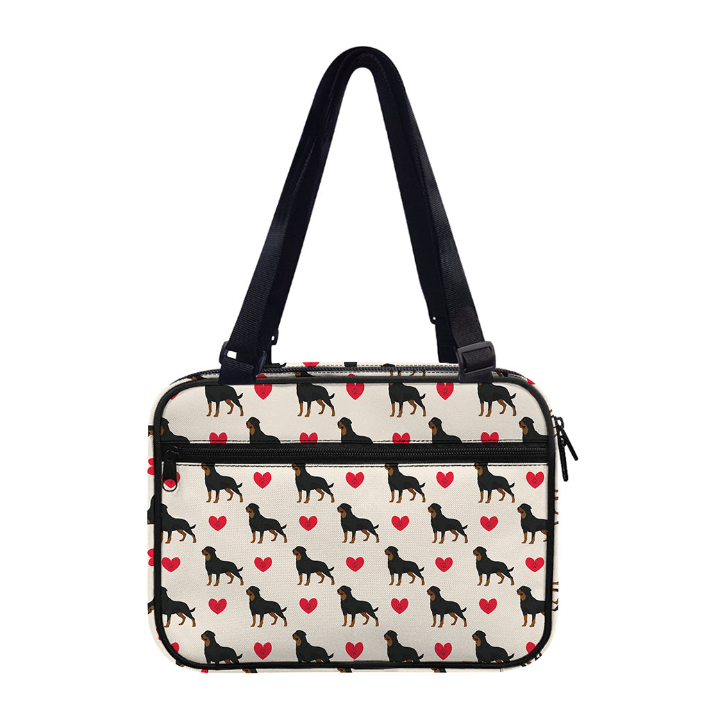 Love Rottweiler Pattern Print Double Strap Bible Bag