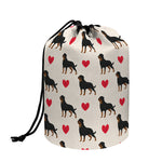 Love Rottweiler Pattern Print Drawstring Makeup Bag