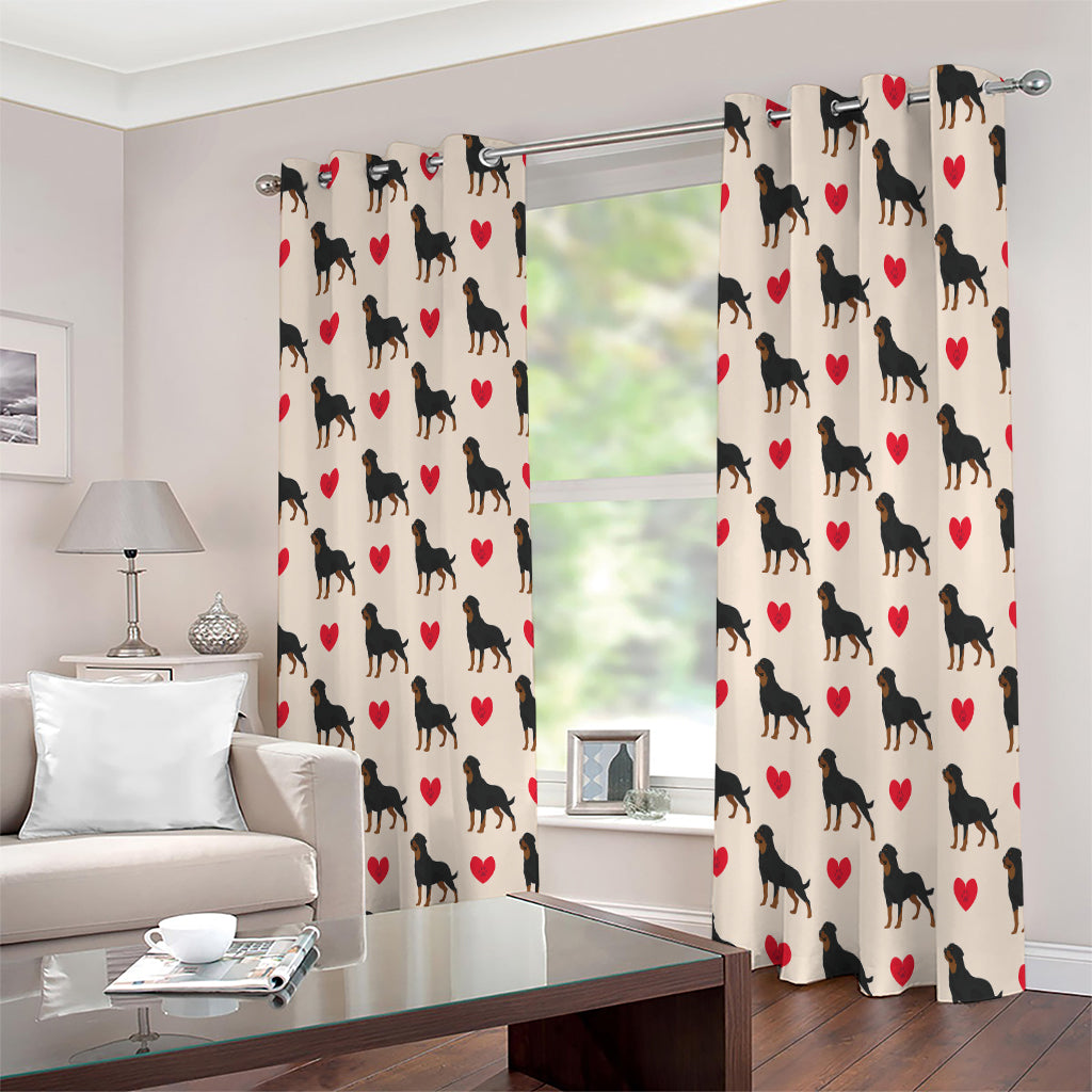 Love Rottweiler Pattern Print Extra Wide Grommet Curtains