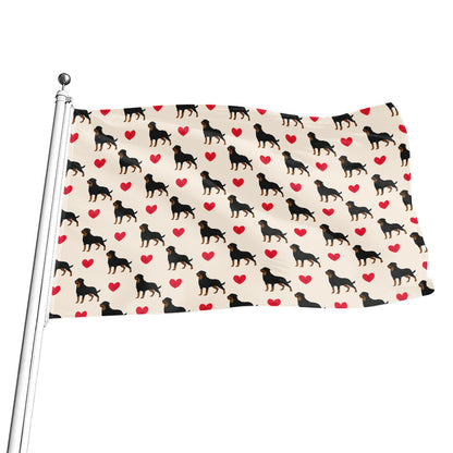 Love Rottweiler Pattern Print Flag