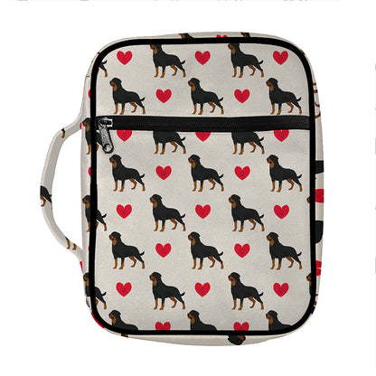 Love Rottweiler Pattern Print Front Pocket Bible Bag