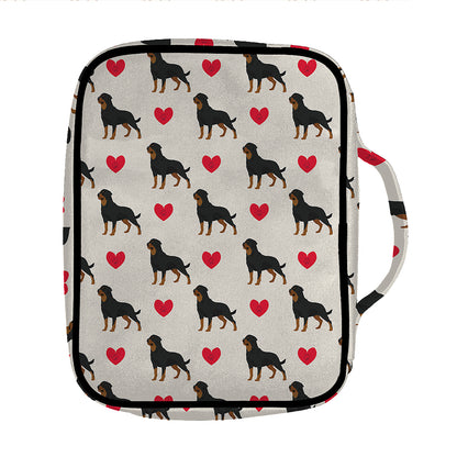 Love Rottweiler Pattern Print Front Pocket Bible Bag