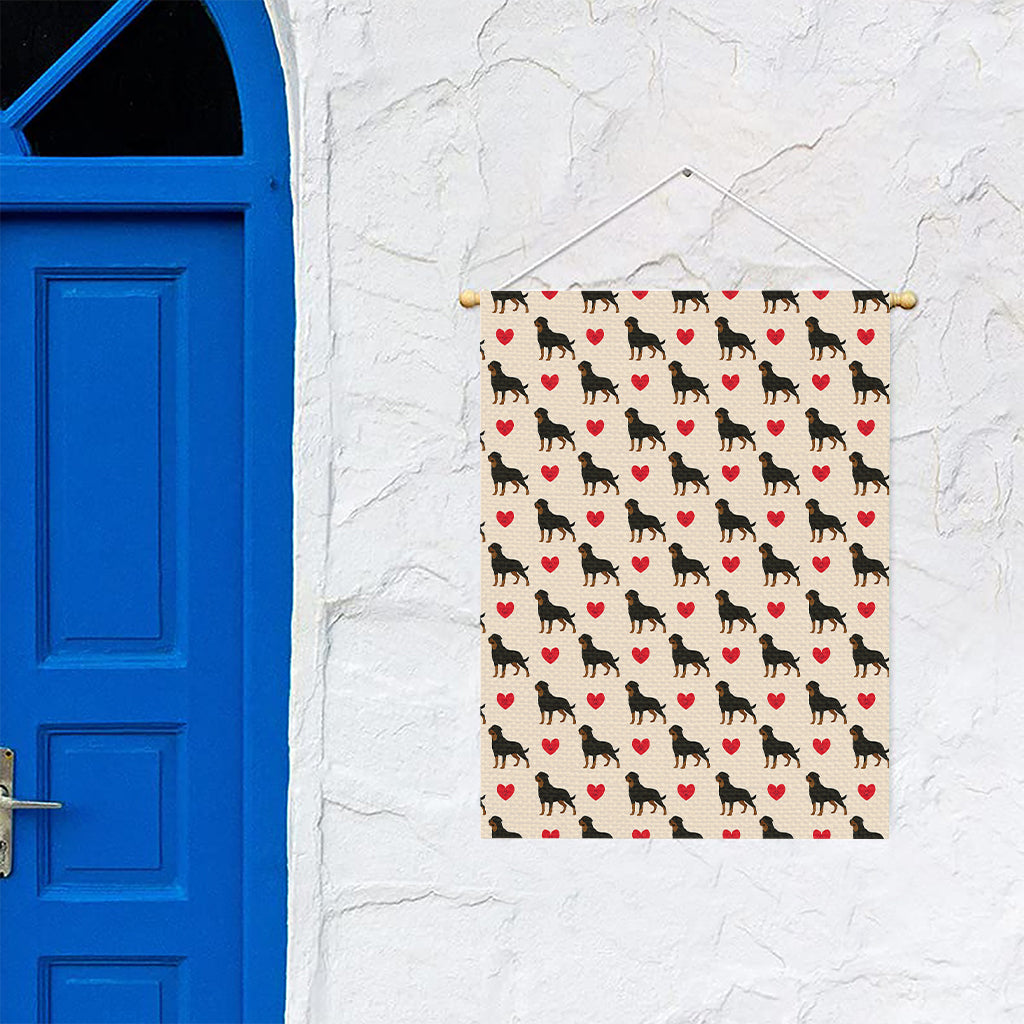 Love Rottweiler Pattern Print Garden Flag