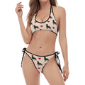 Love Rottweiler Pattern Print Halter Scoop Tie Side Bikini
