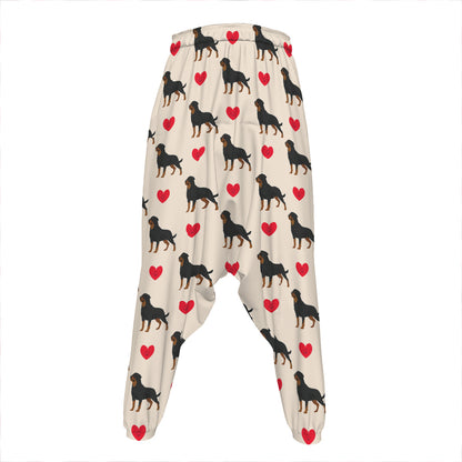Love Rottweiler Pattern Print Hammer Pants