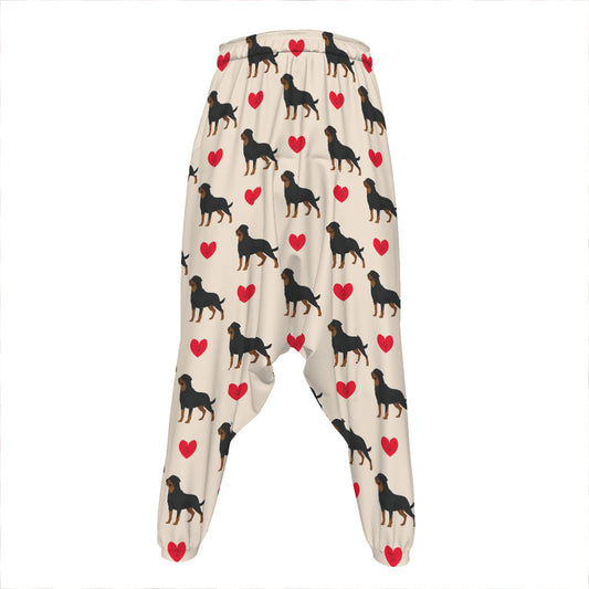 Love Rottweiler Pattern Print Hammer Pants