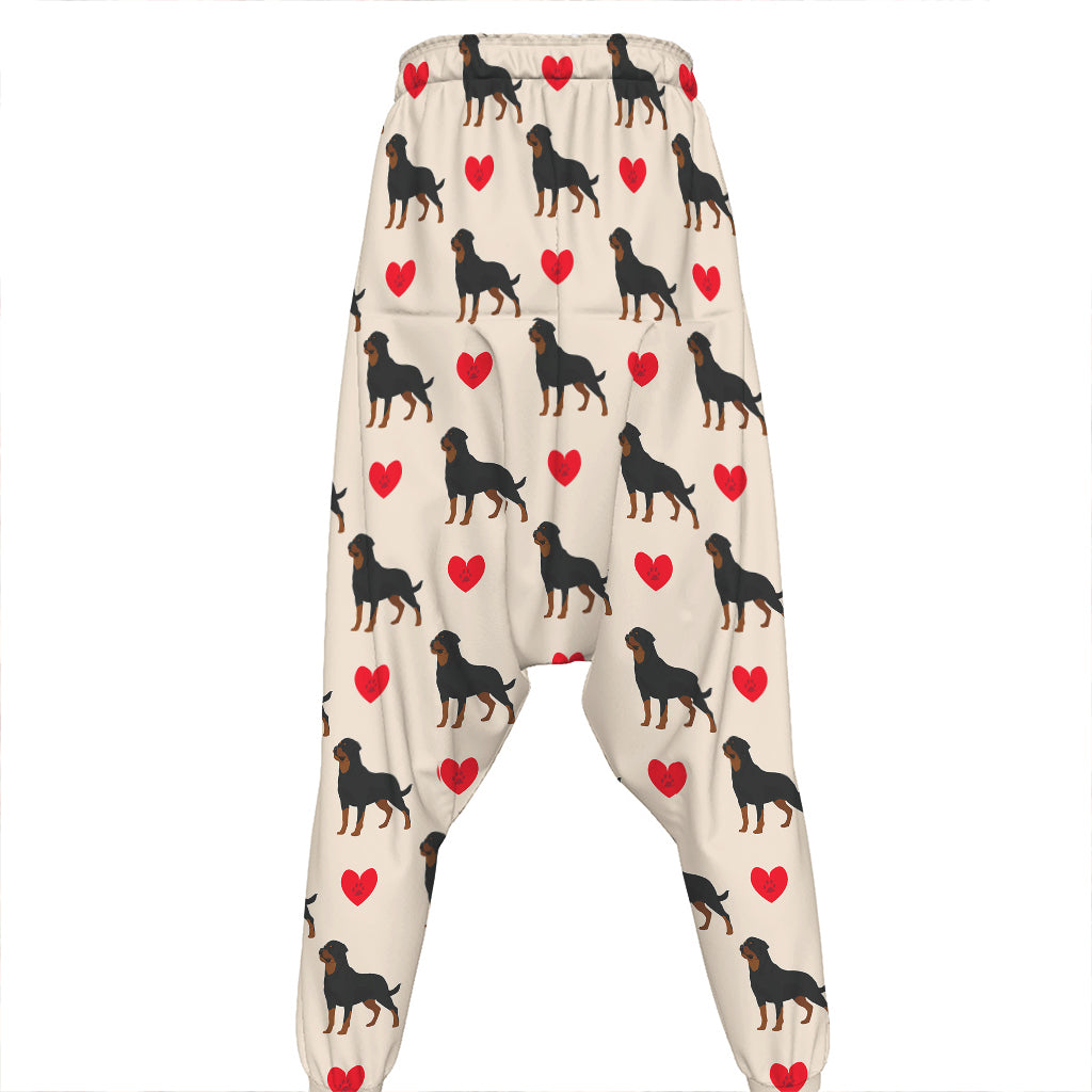 Love Rottweiler Pattern Print Hammer Pants