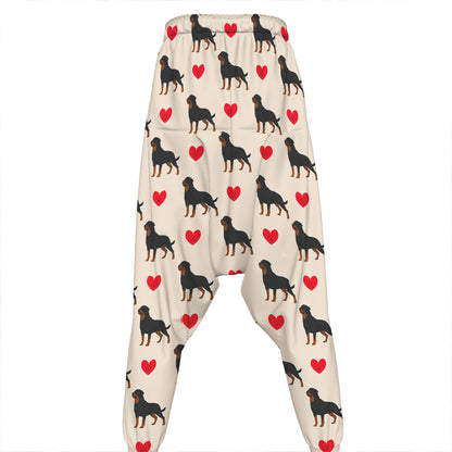 Love Rottweiler Pattern Print Hammer Pants