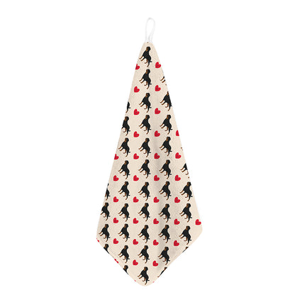 Love Rottweiler Pattern Print Hand Towel