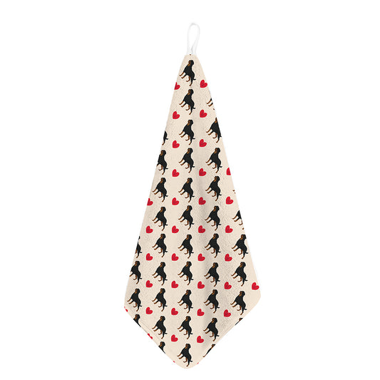 Love Rottweiler Pattern Print Hand Towel