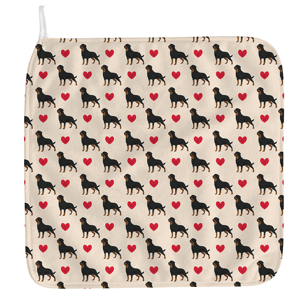Love Rottweiler Pattern Print Hand Towel