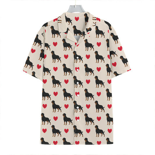 Love Rottweiler Pattern Print Hawaiian Shirt