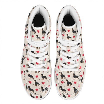 Love Rottweiler Pattern Print High Top Leather Sneakers
