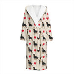 Love Rottweiler Pattern Print Hooded Bathrobe
