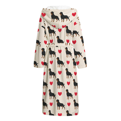 Love Rottweiler Pattern Print Hooded Bathrobe