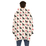 Love Rottweiler Pattern Print Hoodie Blanket