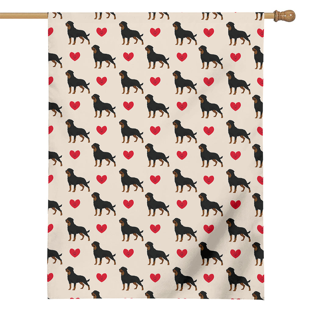 Love Rottweiler Pattern Print House Flag