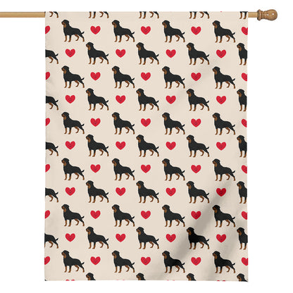 Love Rottweiler Pattern Print House Flag