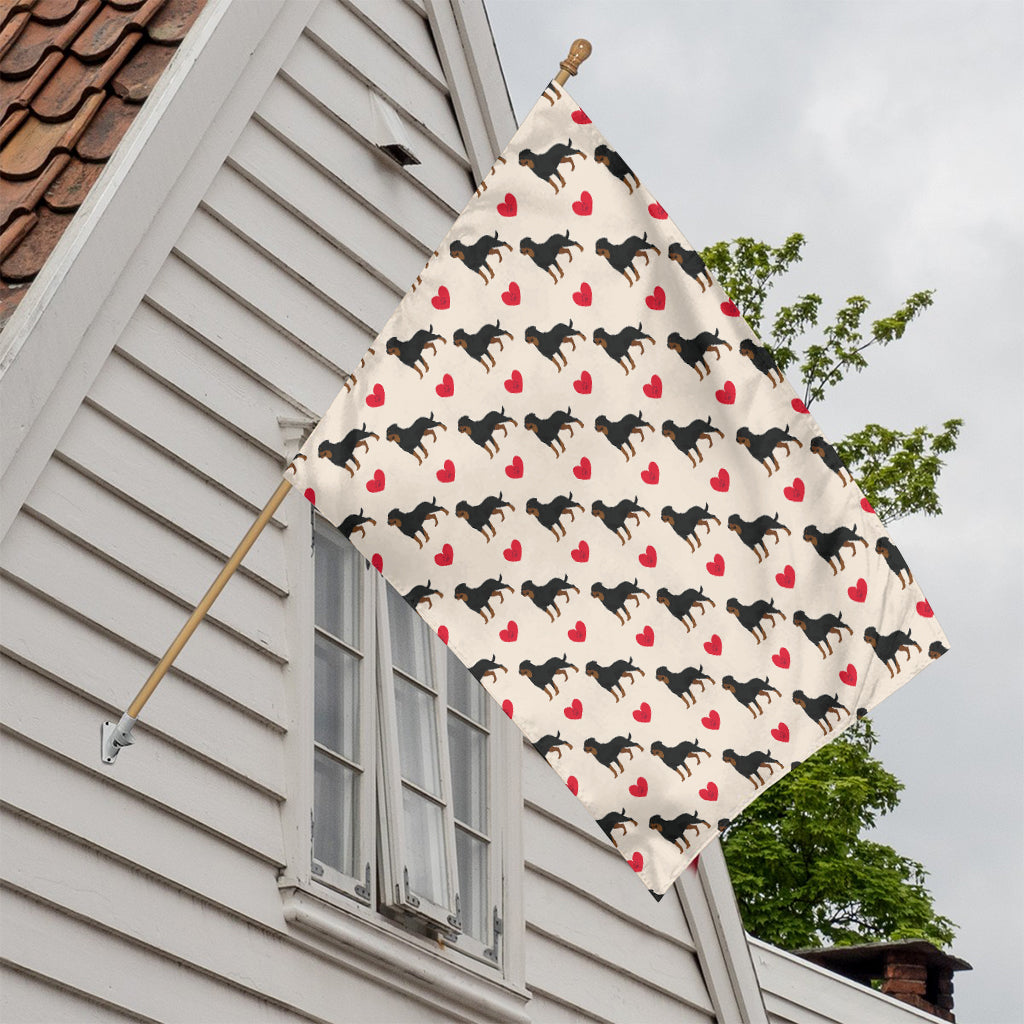 Love Rottweiler Pattern Print House Flag