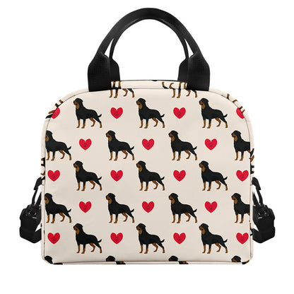 Love Rottweiler Pattern Print Insulated Lunch Bag