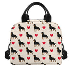 Love Rottweiler Pattern Print Insulated Lunch Bag
