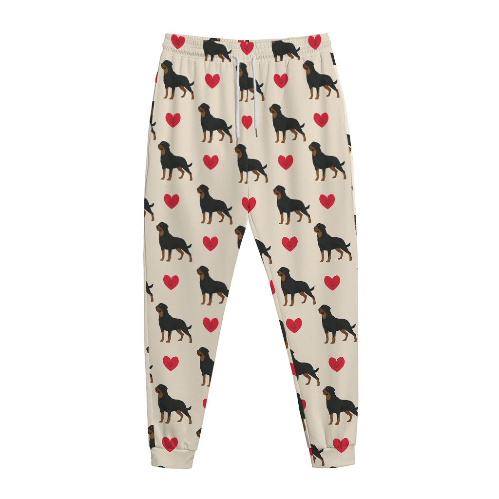 Love Rottweiler Pattern Print Jogger Pants