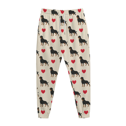 Love Rottweiler Pattern Print Jogger Pants
