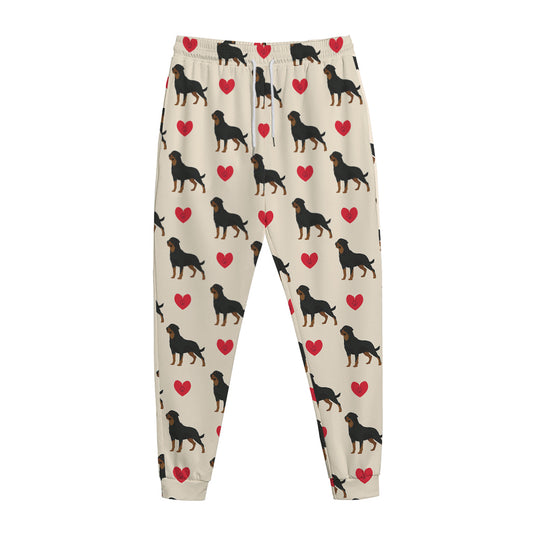 Love Rottweiler Pattern Print Jogger Pants