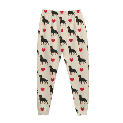 Love Rottweiler Pattern Print Jogger Pants
