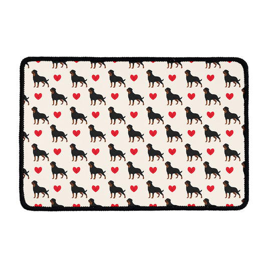 Love Rottweiler Pattern Print Kitchen Mat