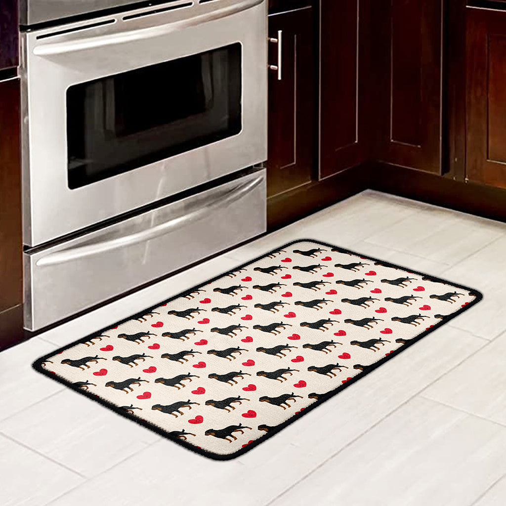 Love Rottweiler Pattern Print Kitchen Mat